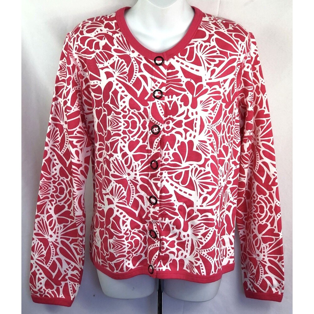 three hearts cardigan Too PL pink/wht floral Artsy snap up Cottage Romantic Love